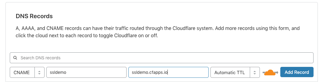 Cloud Flare DNS Setup